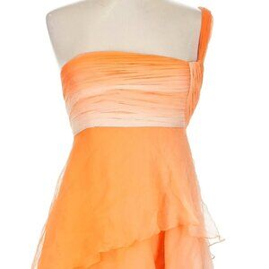 Zuhair Murad 100% Silk Flowing Ombre Tangerine Cocktail Dress